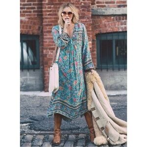 Spell & The Gypsy Folk Town Turquoise Boho Midi Dress